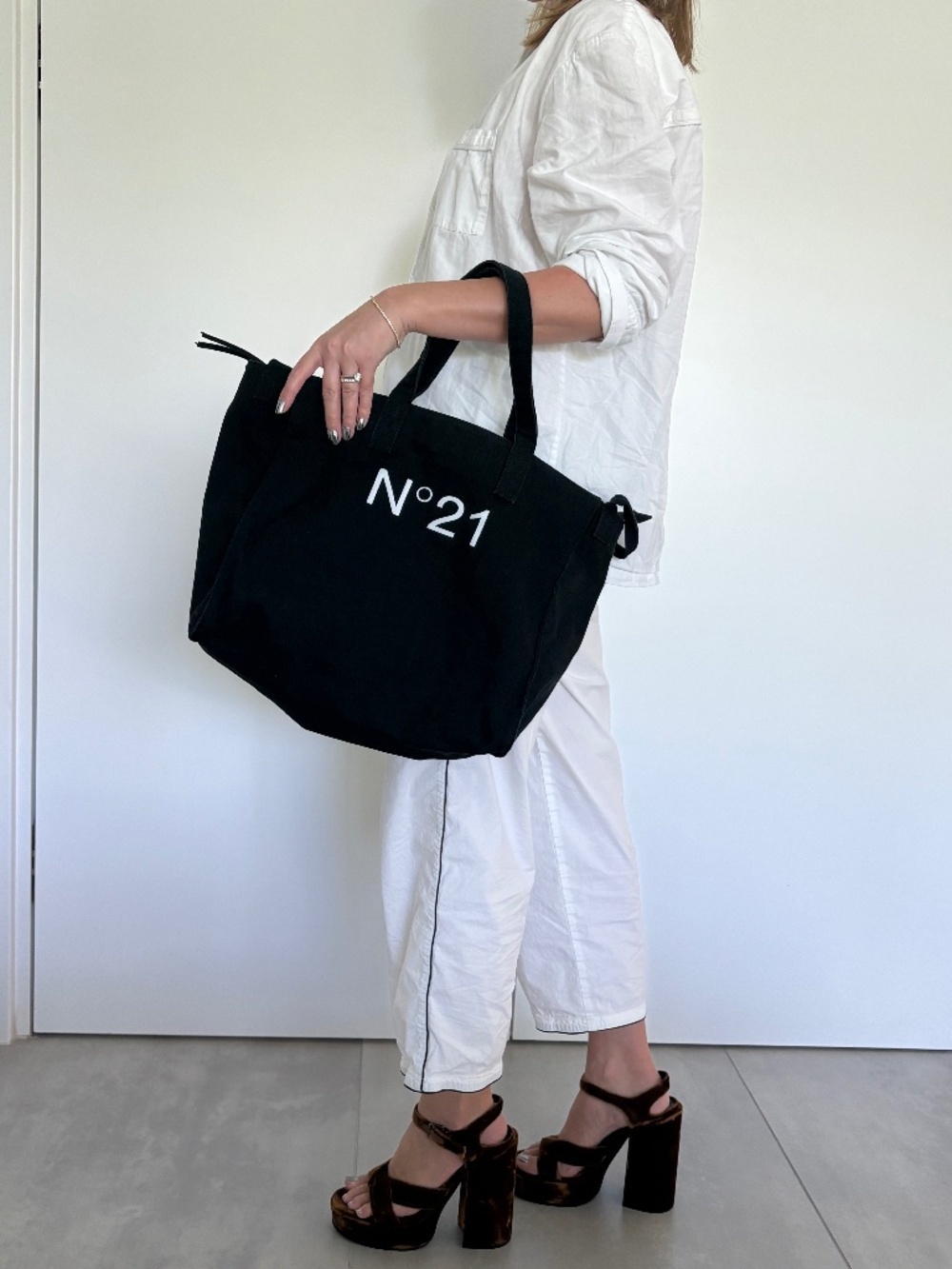 🖤🛍️ N°21 Kids Black Canvas Logo Tote Shopper Bag